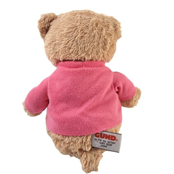 GUND Big Sister Bear 12" Pink T-shirt Tan Fur New Baby Plush Stuffed Animal - Picture 4 of 8